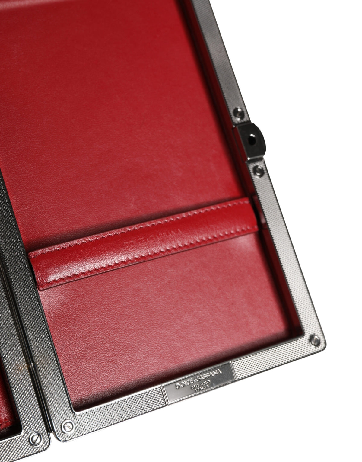 Dolce & Gabbana Calf Leather Aluminium Evening Clutch Handbag - Beige Black Red