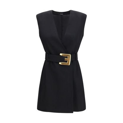 Balmain Black Fleece Wool Casual Dress