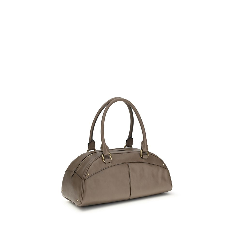 This Large Bowling Handbag by Chloé for women in bos taurus calfskin leather and gray presents a sculptural silhouette featuring a secure zipper, ample , and versatile handle for a sculptural finish.