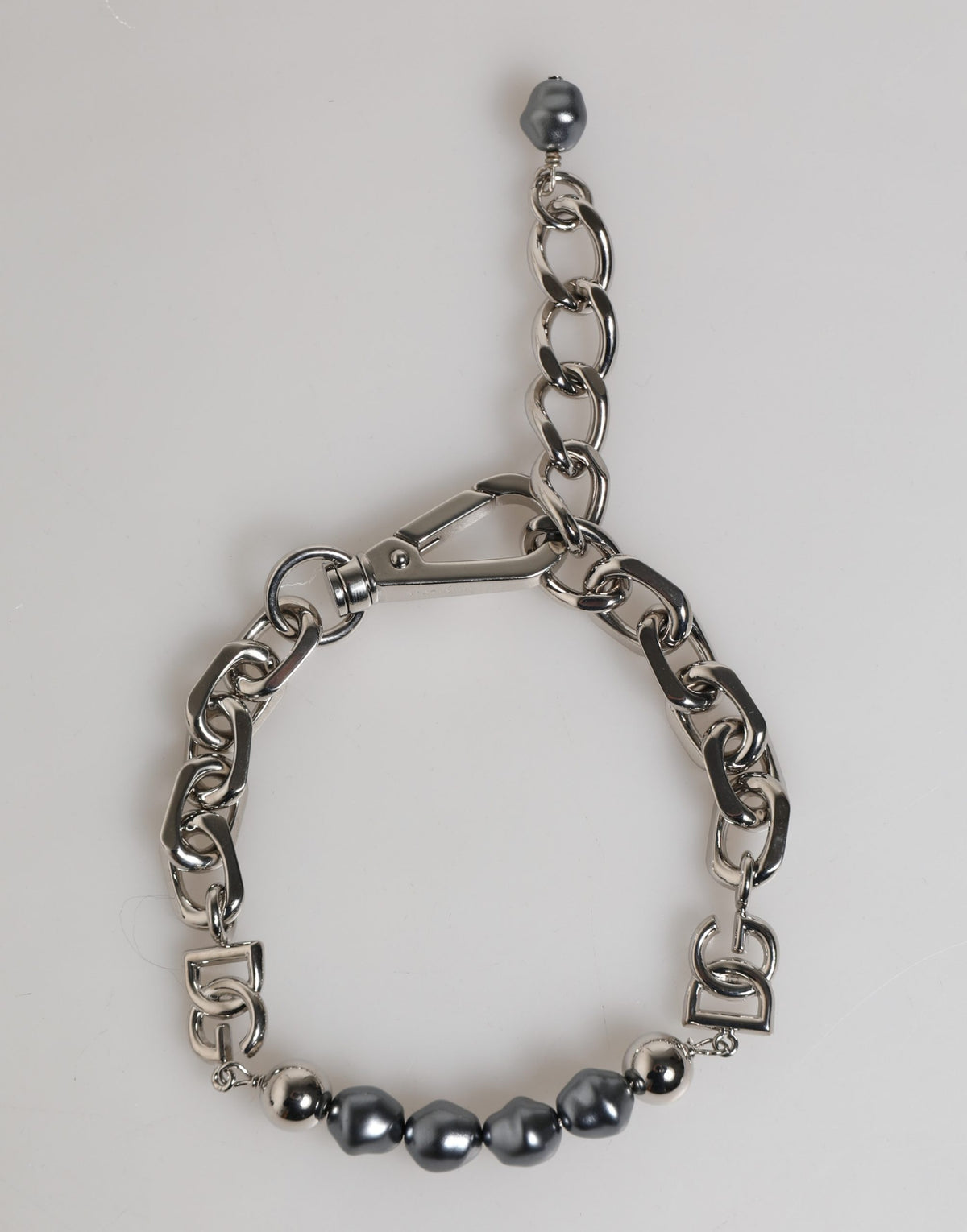 Dolce & Gabbana Women's Chain Metal Silver & Pearls Bracelet - Gray Pearl Silver Signature