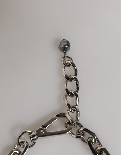 Dolce & Gabbana Women's Chain Metal Silver & Pearls Bracelet - Gray Pearl Silver Signature