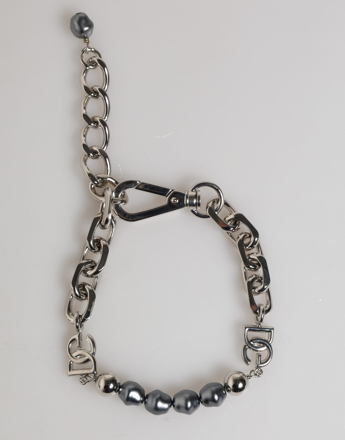 Dolce & Gabbana Women's Chain Metal Silver & Pearls Bracelet - Gray Pearl Silver Signature