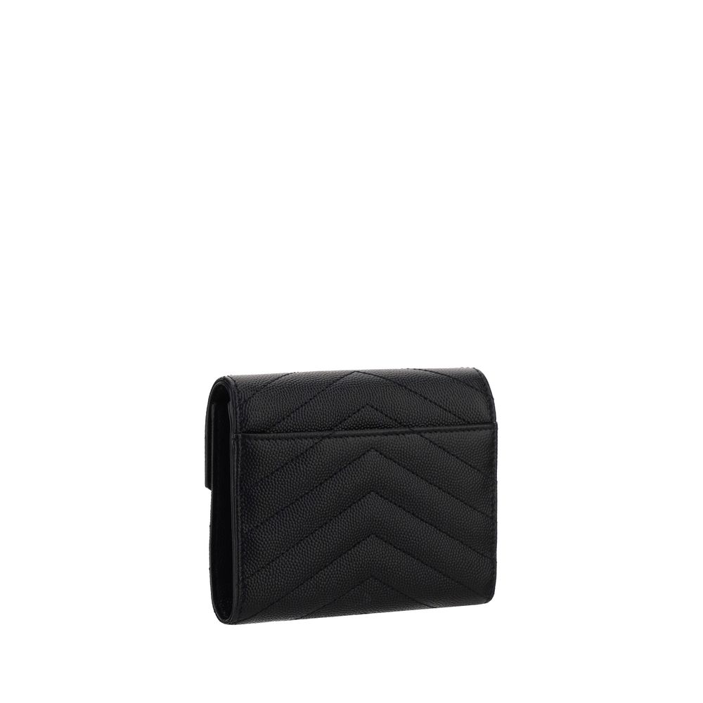 Cardholder Wallet by Saint Laurent for women in bos taurus calf leather black showcases a refined silhouette, artfully detailed with the signature style of the Cassandre Bos Taurus Calf Leather Cardholder Wallet and functional card-organization coin-purse.