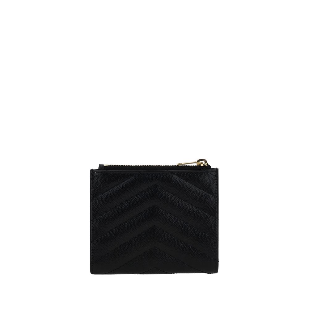 Cardholder Wallet by Saint Laurent for men in bos taurus calf leather black & silver presents a refined silhouette, artfully capturing the essence of the Cassandre Bos Taurus Calf Leather Cardholder Wallet design with sophisticated card-organization compact-design for a refined look.