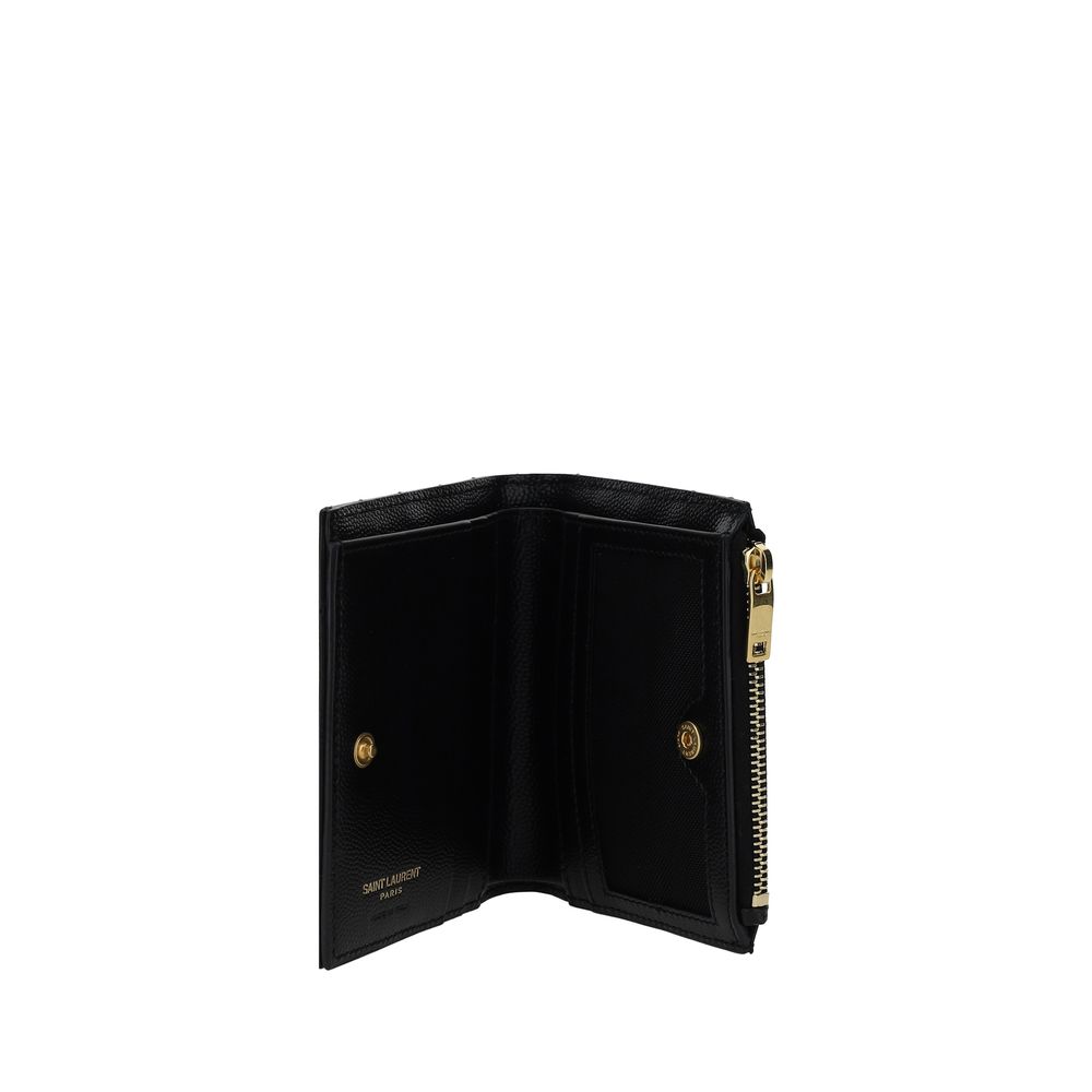 Cardholder Wallet by Saint Laurent for men in bos taurus calf leather black & silver showcases a refined silhouette, artfully capturing the essence of the refined Cassandre Bos Taurus Calf Leather Cardholder Wallet design with functional card-organization compact-design.