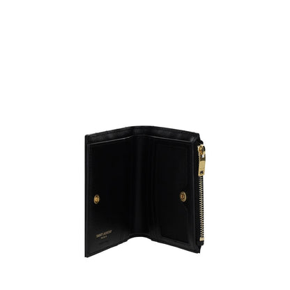Cardholder Wallet by Saint Laurent for men in bos taurus calf leather black & silver showcases a refined silhouette, artfully capturing the essence of the refined Cassandre Bos Taurus Calf Leather Cardholder Wallet design with functional card-organization compact-design.