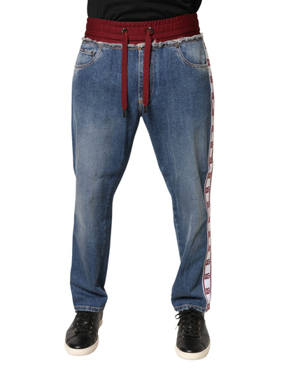 Dolce & Gabbana Men's Straight Leg Relaxed Fit Regular Stretch Denim Cotton Polyester Jeans - Blue Signature