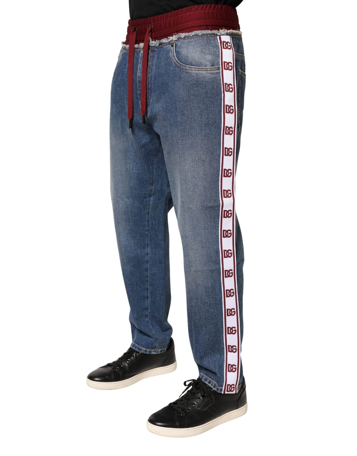 Dolce & Gabbana Men's Straight Leg Relaxed Fit Regular Stretch Denim Cotton Polyester Jeans - Blue Signature