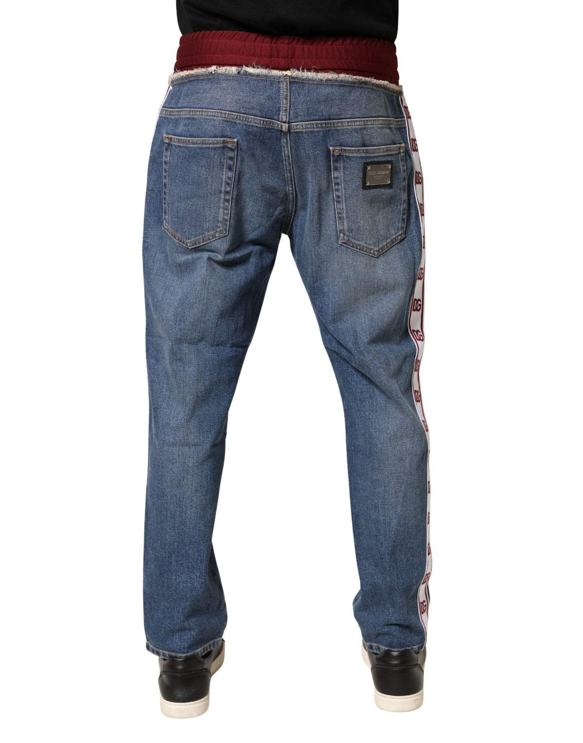 Dolce & Gabbana Men's Straight Leg Relaxed Fit Regular Stretch Denim Cotton Polyester Jeans - Blue Signature