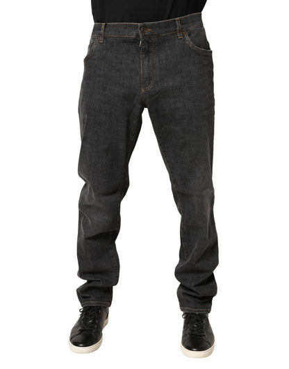 Dolce & Gabbana Men's Skinny Regular Fit Slim Stretch Denim Cotton Jeans - Dark Gray Signature