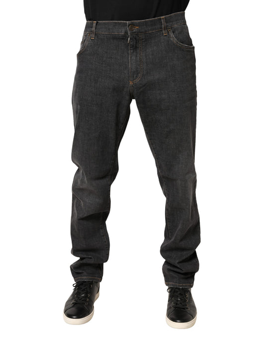 Dolce & Gabbana Men's Skinny Regular Fit Slim Stretch Denim Cotton Jeans - Dark Gray Signature