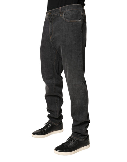 Dolce & Gabbana Men's Skinny Regular Fit Slim Stretch Denim Cotton Jeans - Dark Gray Signature