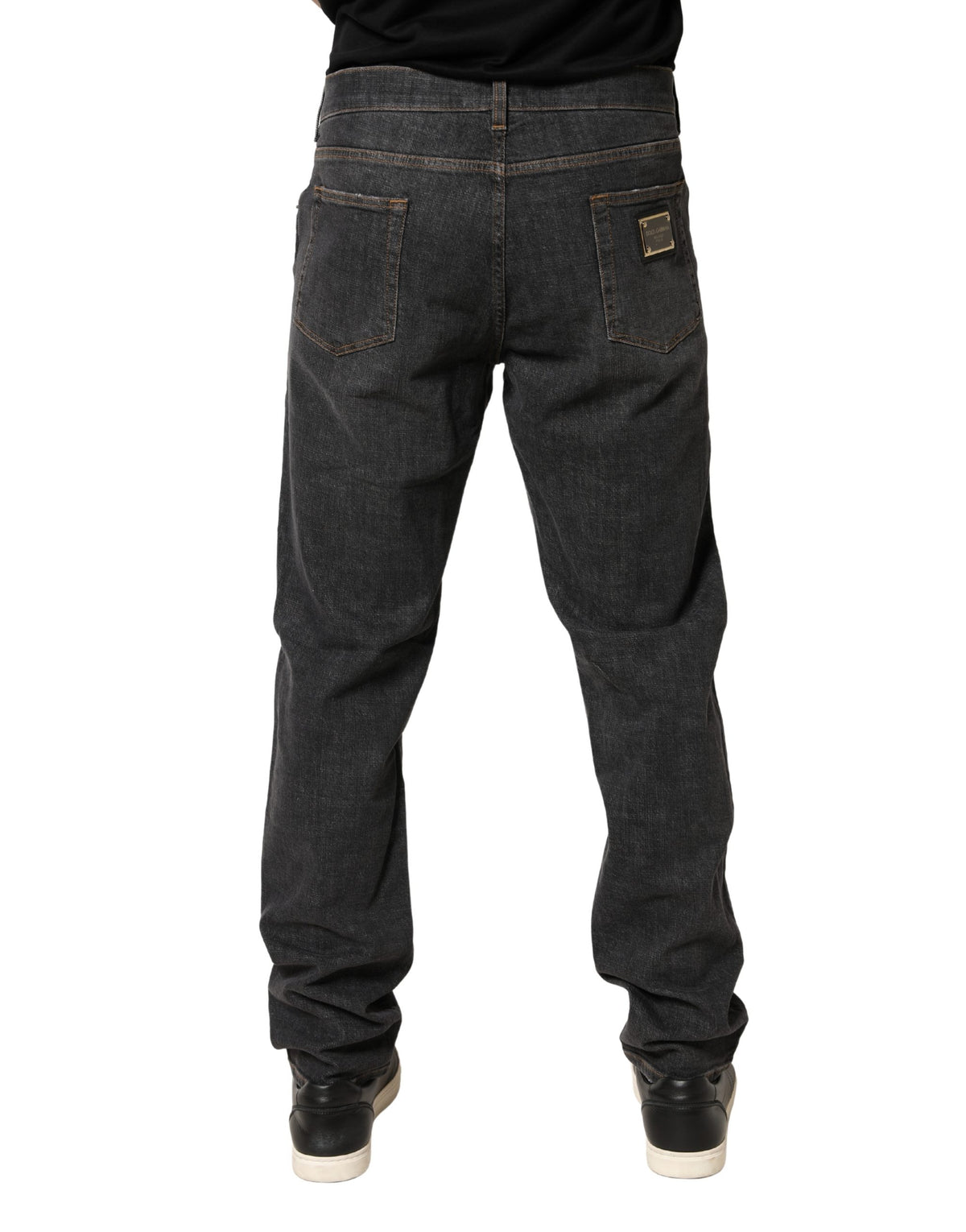 Dolce & Gabbana Men's Skinny Regular Fit Slim Stretch Denim Cotton Jeans - Dark Gray Signature
