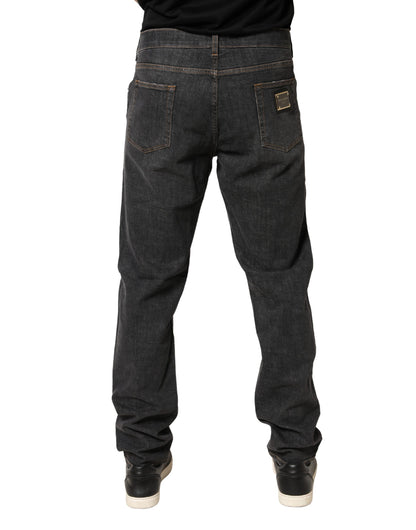 Dolce & Gabbana Men's Skinny Regular Fit Slim Stretch Denim Cotton Jeans - Dark Gray Signature