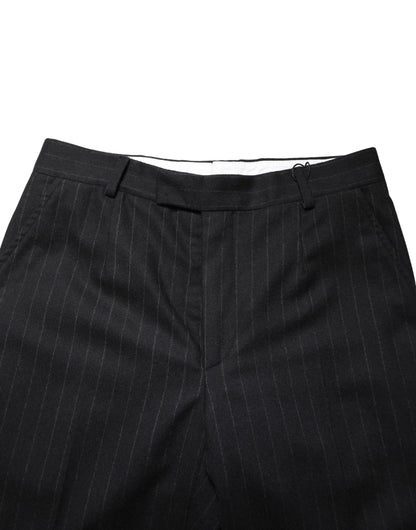 Dolce & Gabbana Black Stripes Wool Dress Formal Trouser Pants