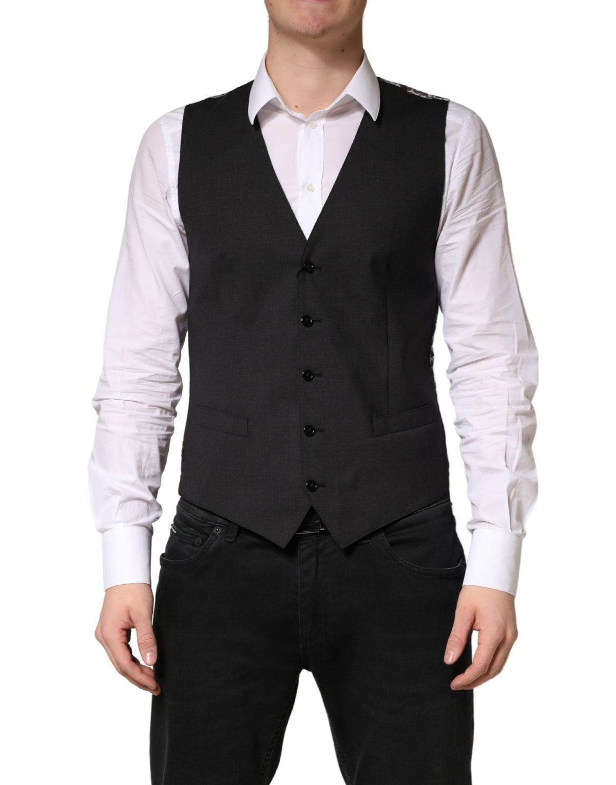 Dolce & Gabbana Men's Viscose & Virgin Wool Vest - Black