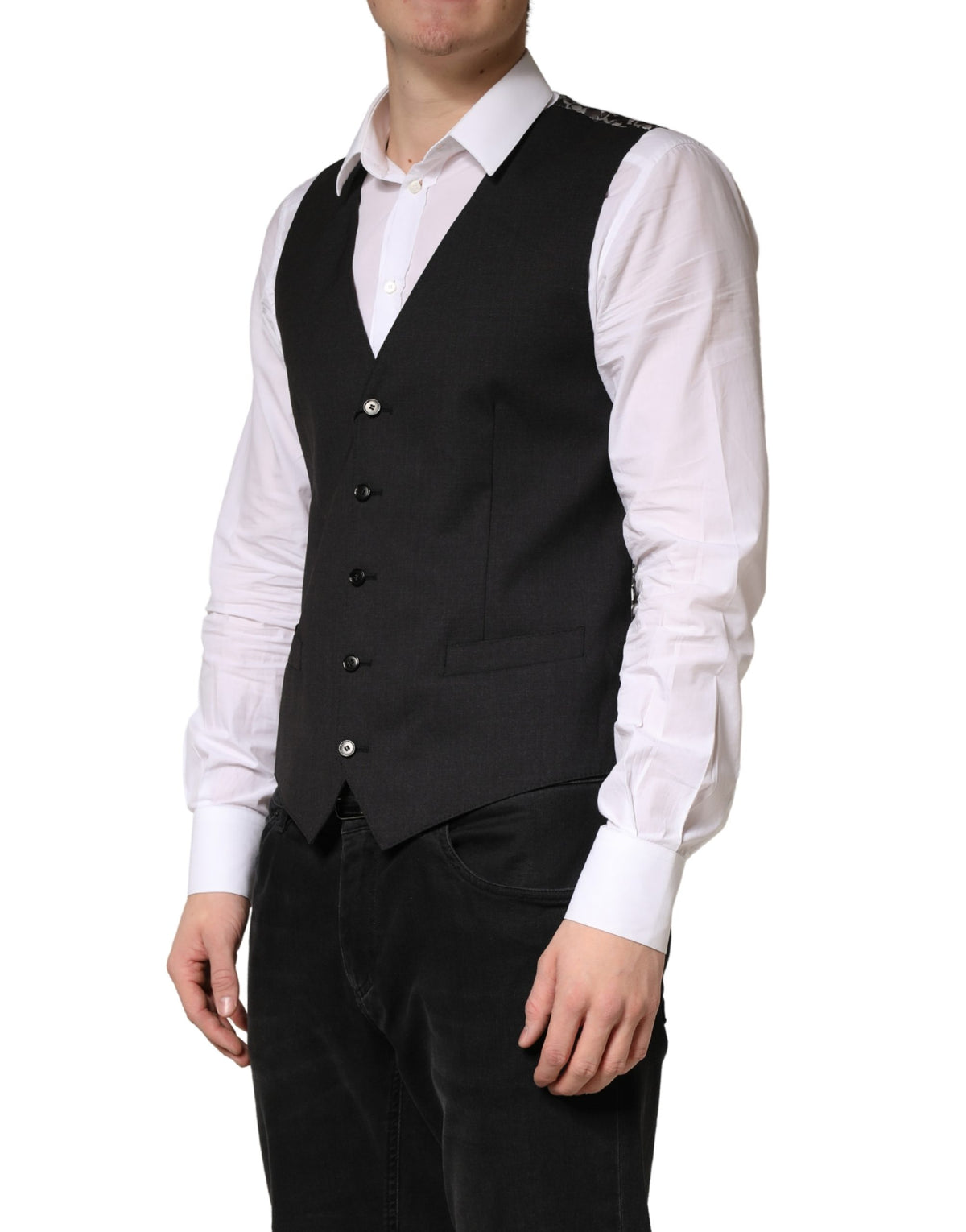 Dolce & Gabbana Men's Viscose & Virgin Wool Vest - Black