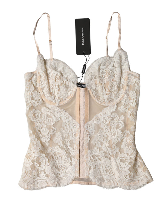 Dolce & Gabbana Women's Lace Nylon Polyester & Viscose Pajamas - Beige Floral