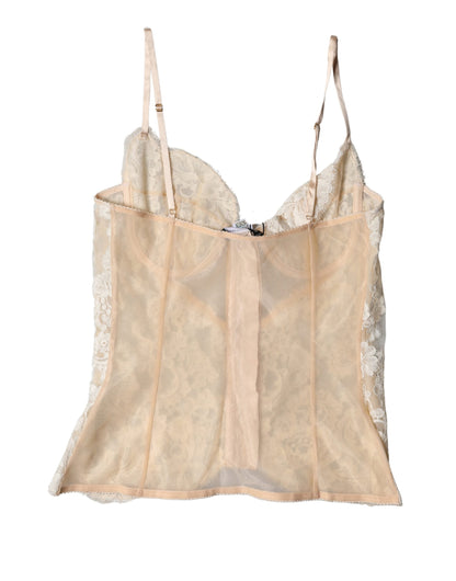 Dolce & Gabbana Women's Lace Nylon Polyester & Viscose Pajamas - Beige Floral