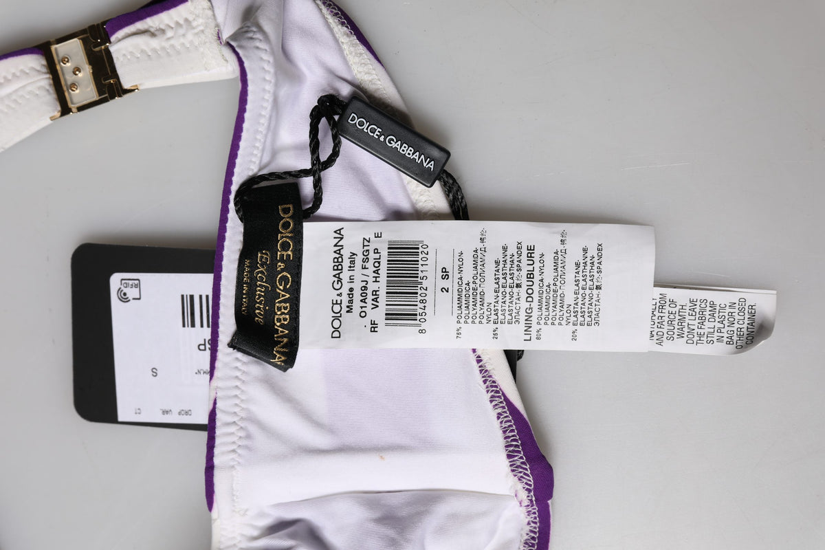 Dolce & Gabbana Women's Stretch Nylon Cover Up - Purple White Striped