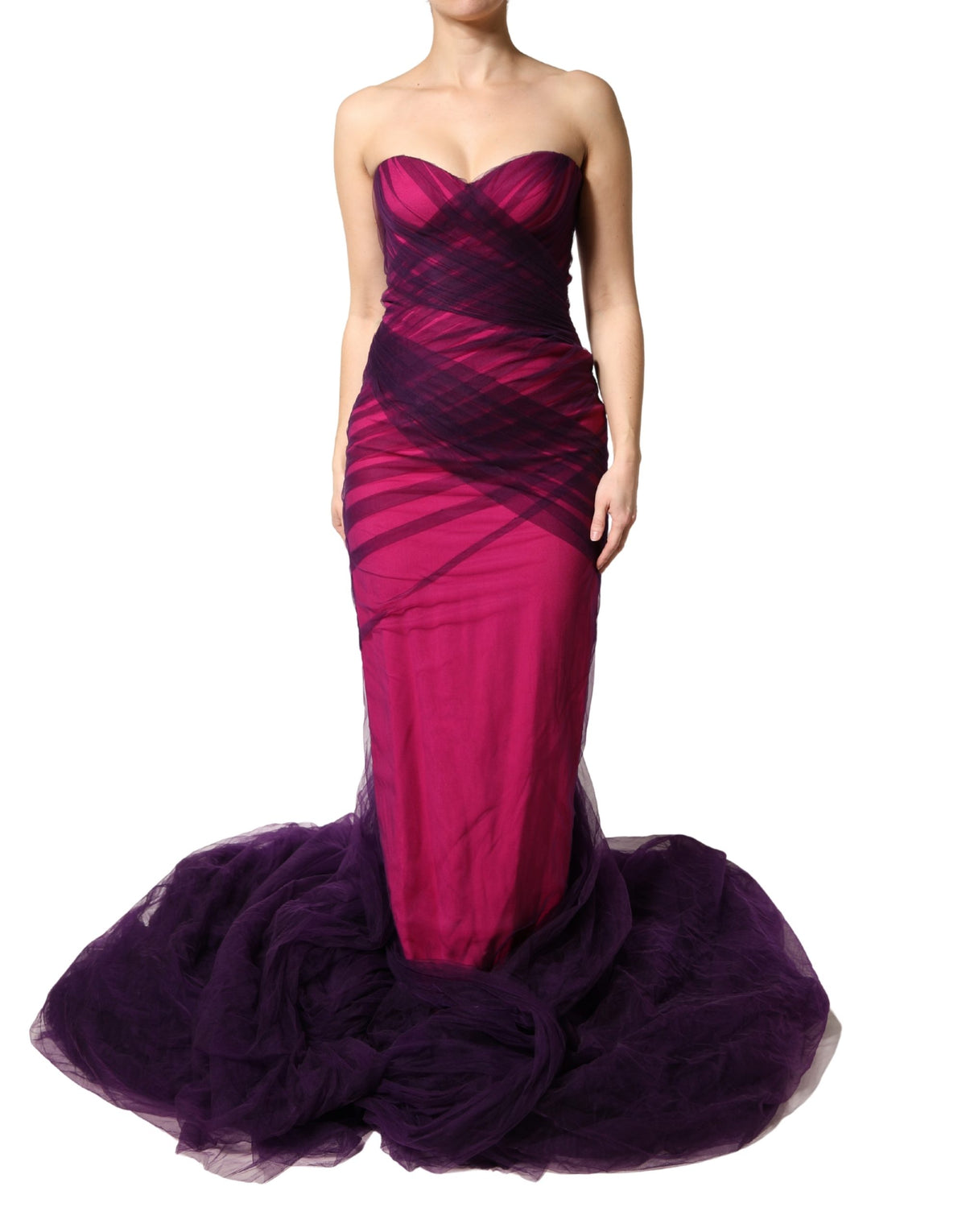 Dolce & Gabbana Women's Mermaid Sheath Cocktail Sleeveless; Strapless Silk Viscose & Acetate Long Dress - Black Pink