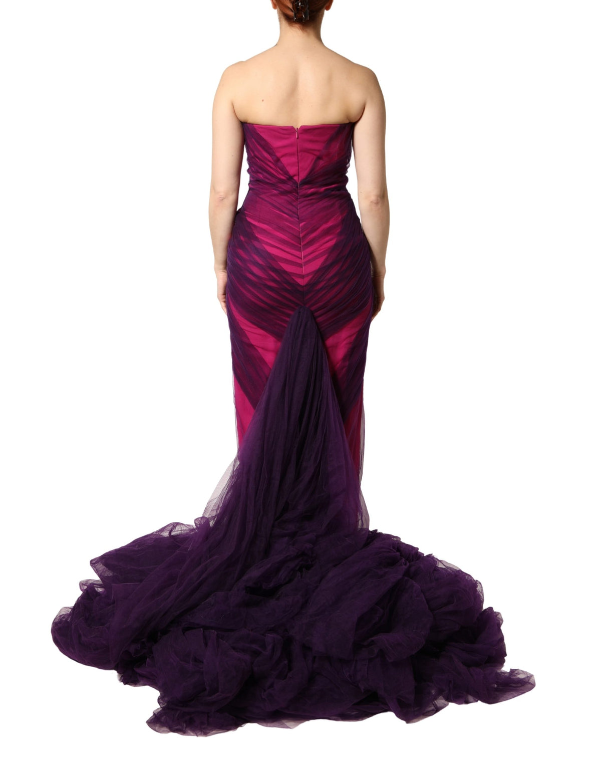 Dolce & Gabbana Women's Mermaid Sheath Cocktail Sleeveless; Strapless Silk Viscose & Acetate Long Dress - Black Pink