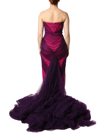 Dolce & Gabbana Women's Mermaid Sheath Cocktail Sleeveless; Strapless Silk Viscose & Acetate Long Dress - Black Pink