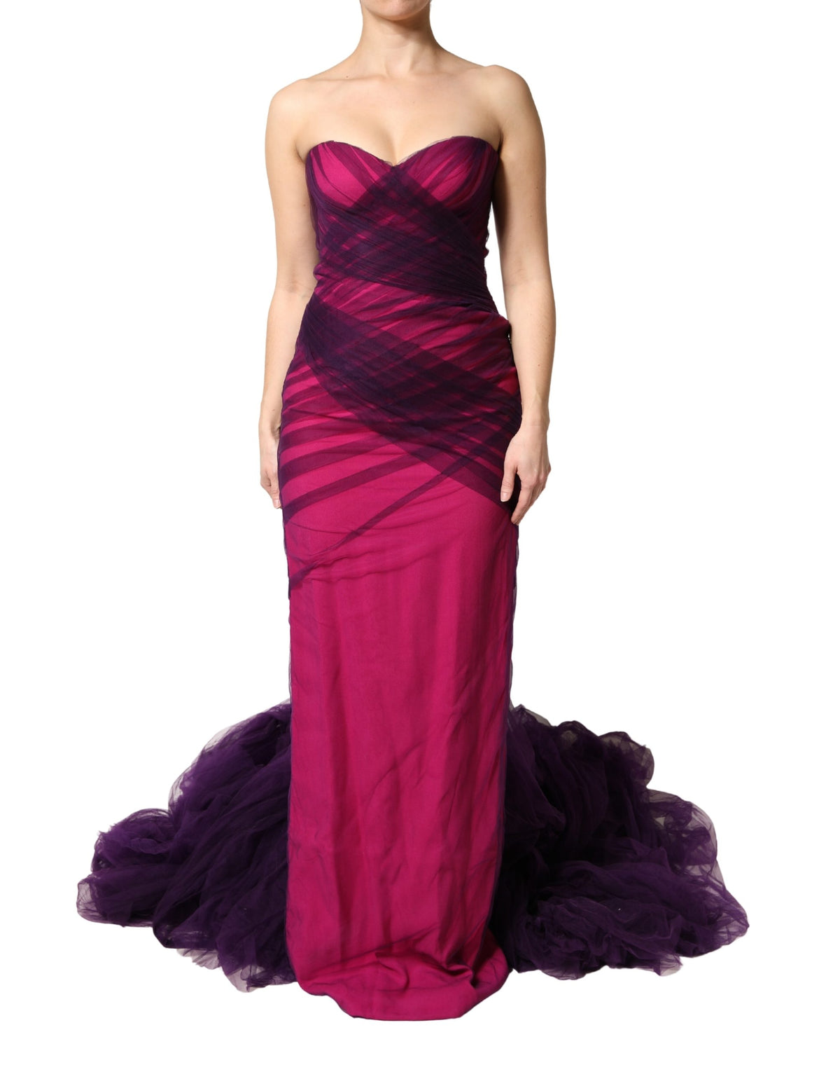 Dolce & Gabbana Women's Mermaid Sheath Cocktail Sleeveless; Strapless Silk Viscose & Acetate Long Dress - Black Pink