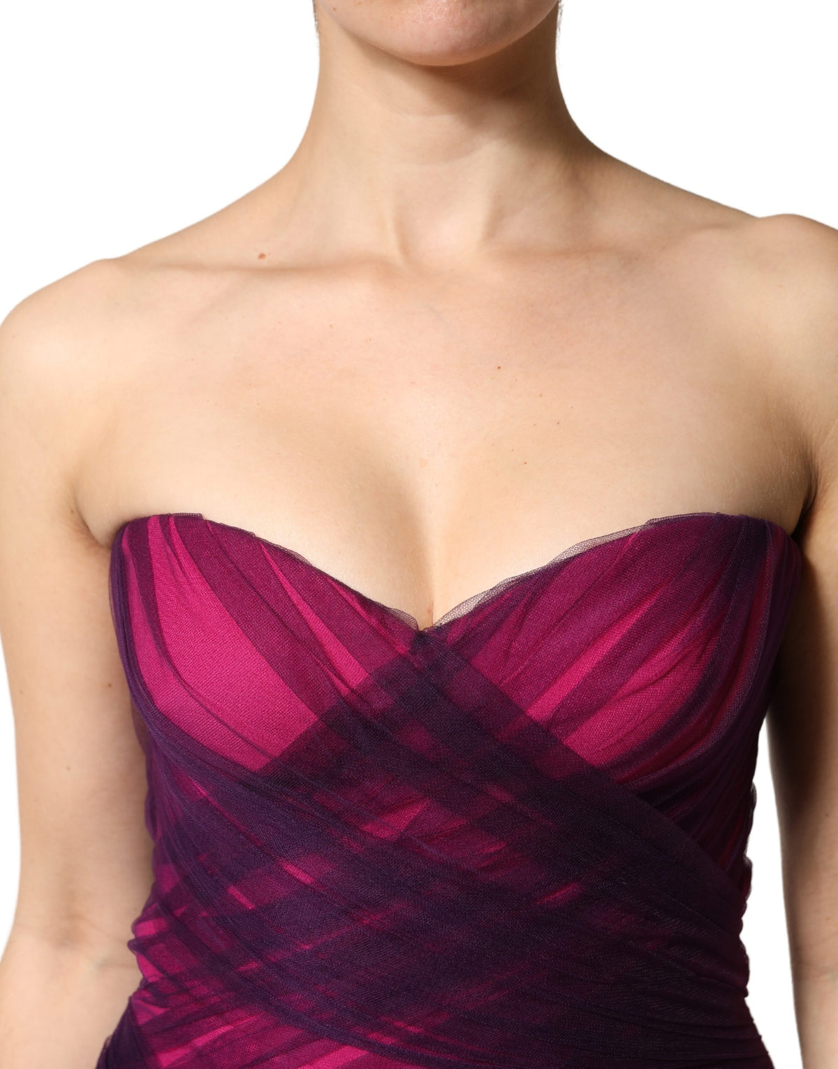 Dolce & Gabbana Women's Mermaid Sheath Cocktail Sleeveless; Strapless Silk Viscose & Acetate Long Dress - Black Pink
