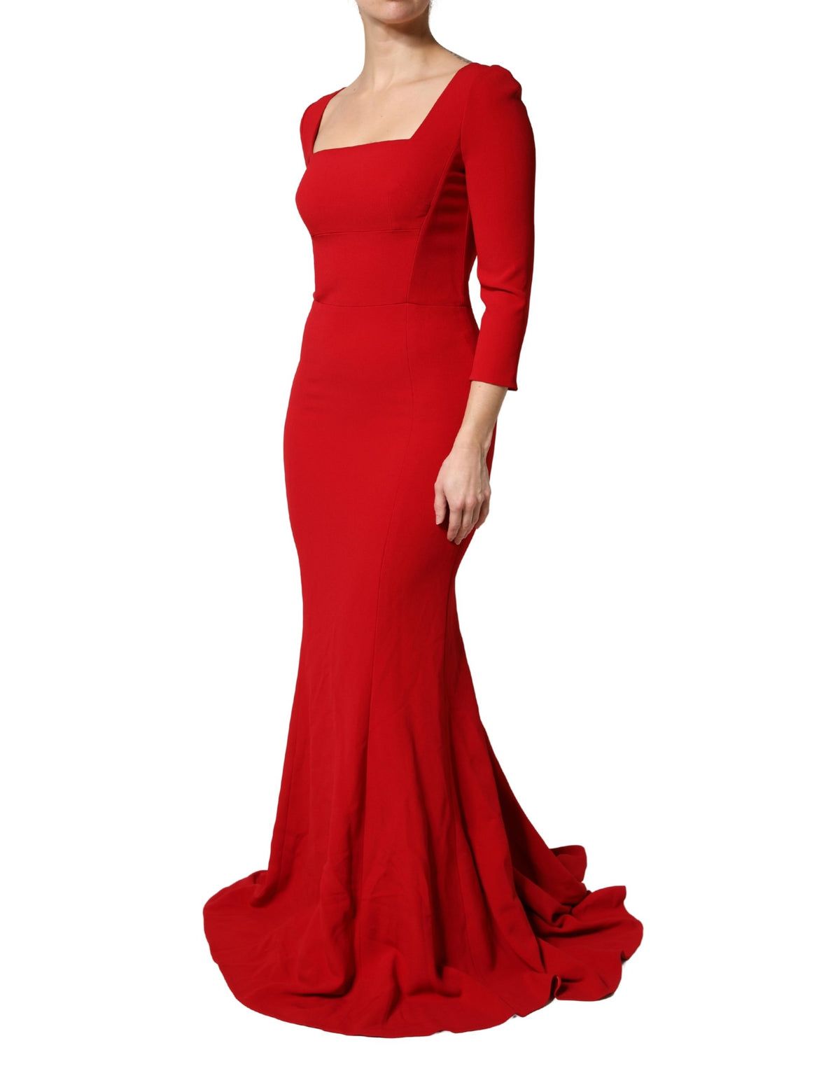 Dolce & Gabbana Women's Gown Mermaid Sheath Bodycon Cocktail Long-Sleeve Nylon Cotton & Silk Long Dress - Red