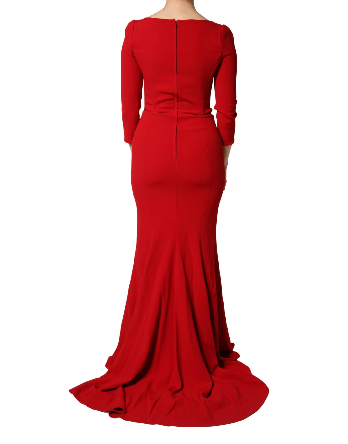 Dolce & Gabbana Women's Gown Mermaid Sheath Bodycon Cocktail Long-Sleeve Nylon Cotton & Silk Long Dress - Red