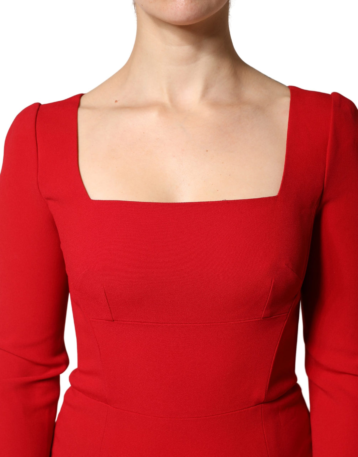 Dolce & Gabbana Women's Gown Mermaid Sheath Bodycon Cocktail Long-Sleeve Nylon Cotton & Silk Long Dress - Red