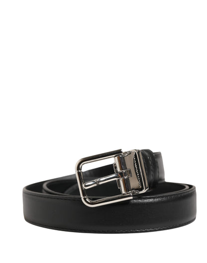 Dolce & Gabbana Calf Leather Belt - Black Silver