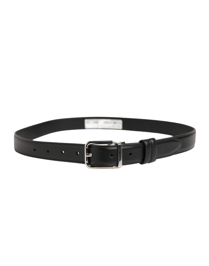 Dolce & Gabbana Calf Leather Belt - Black Silver