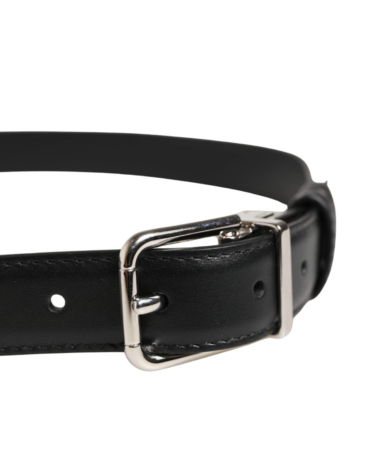 Dolce & Gabbana Calf Leather Belt - Black Silver