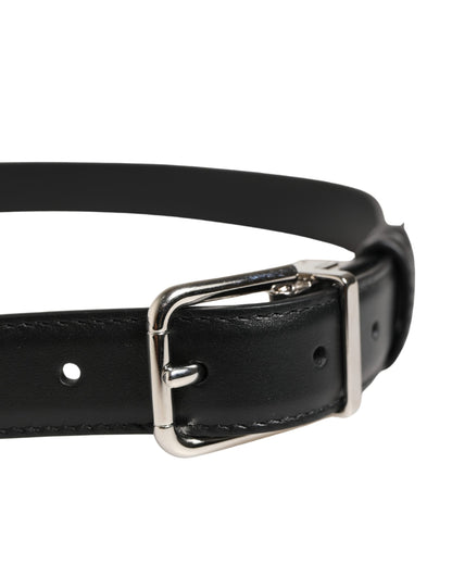 Dolce & Gabbana Calf Leather Belt - Black Silver