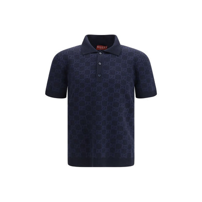 Gucci Blue Silk Polo Shirt