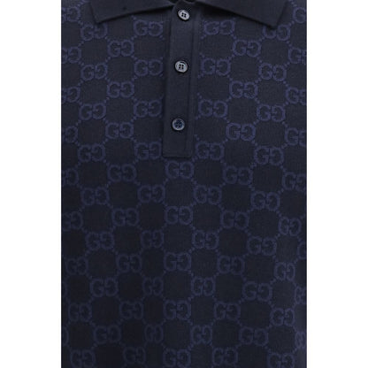 Gucci Blue Silk Polo Shirt