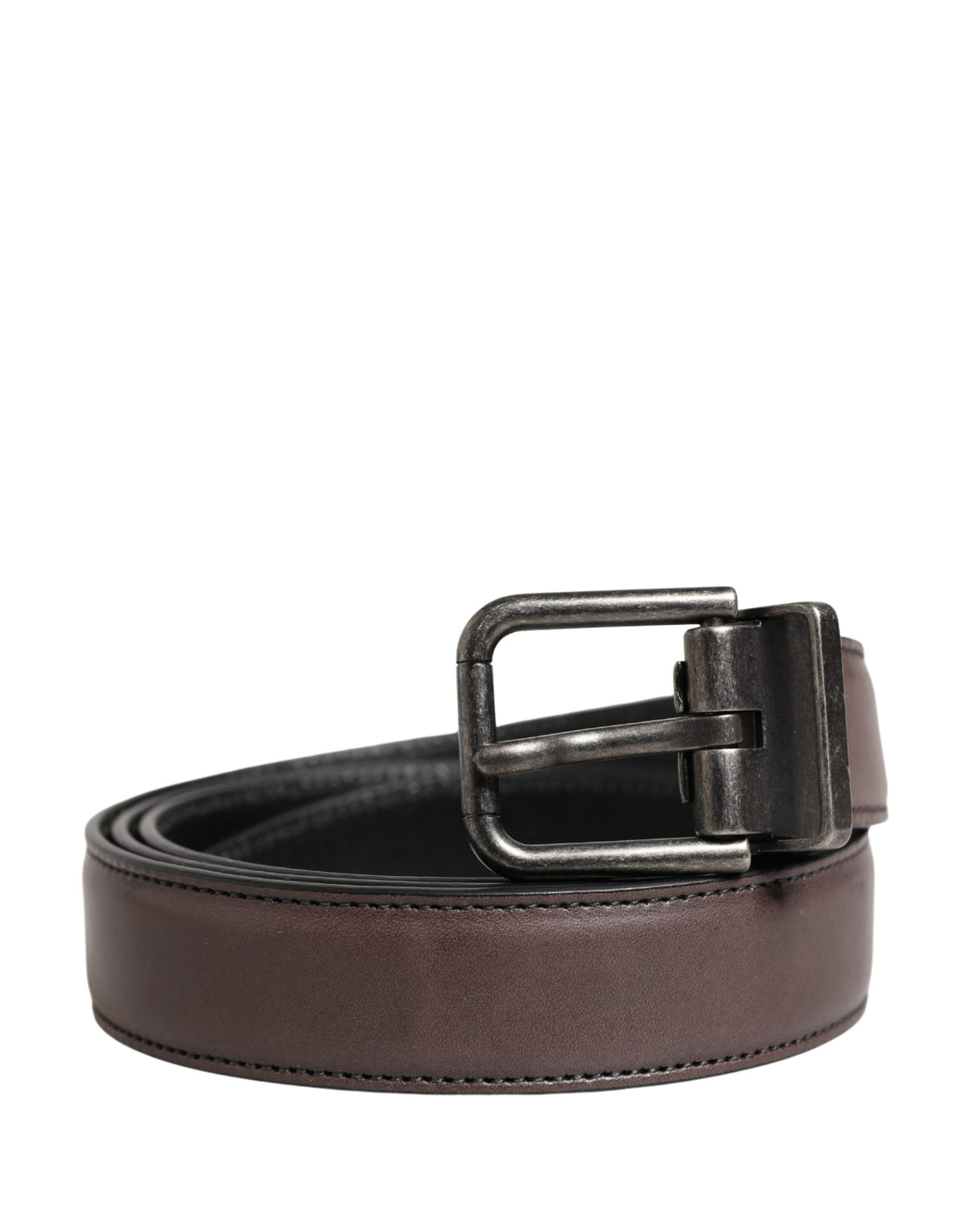 Dolce & Gabbana Calf Leather Belt - Brown Silver
