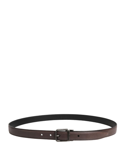 Dolce & Gabbana Calf Leather Belt - Brown Silver