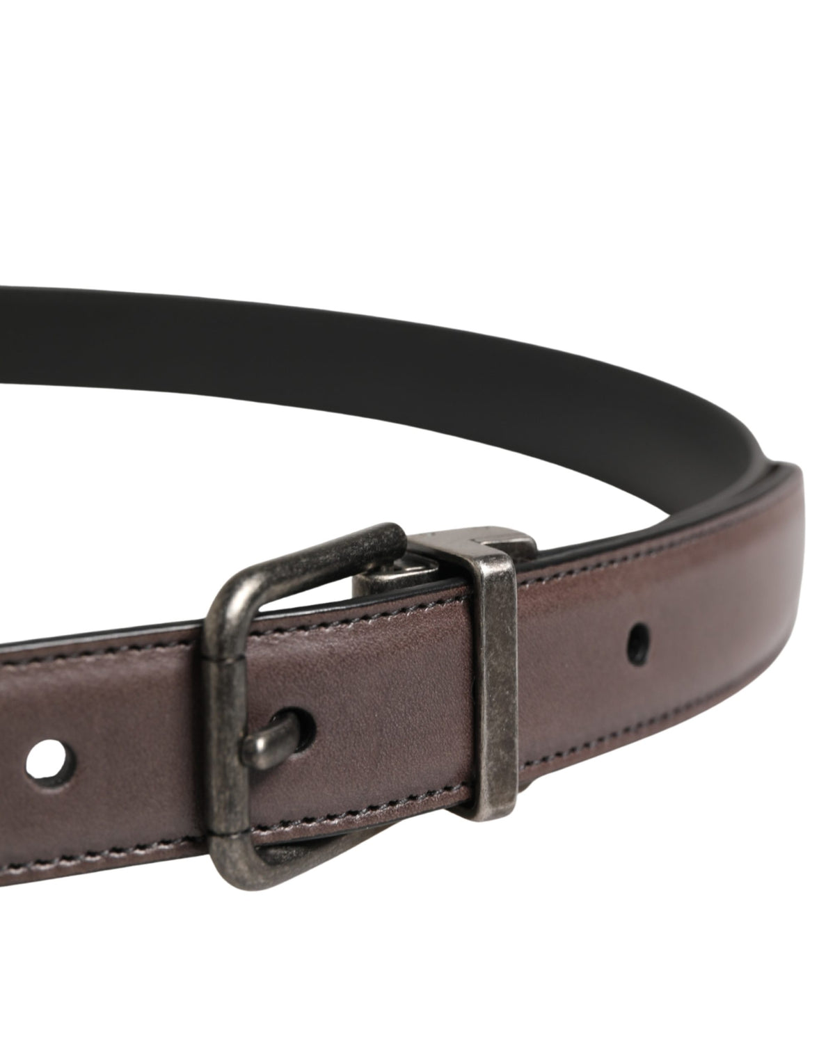 Dolce & Gabbana Calf Leather Belt - Brown Silver