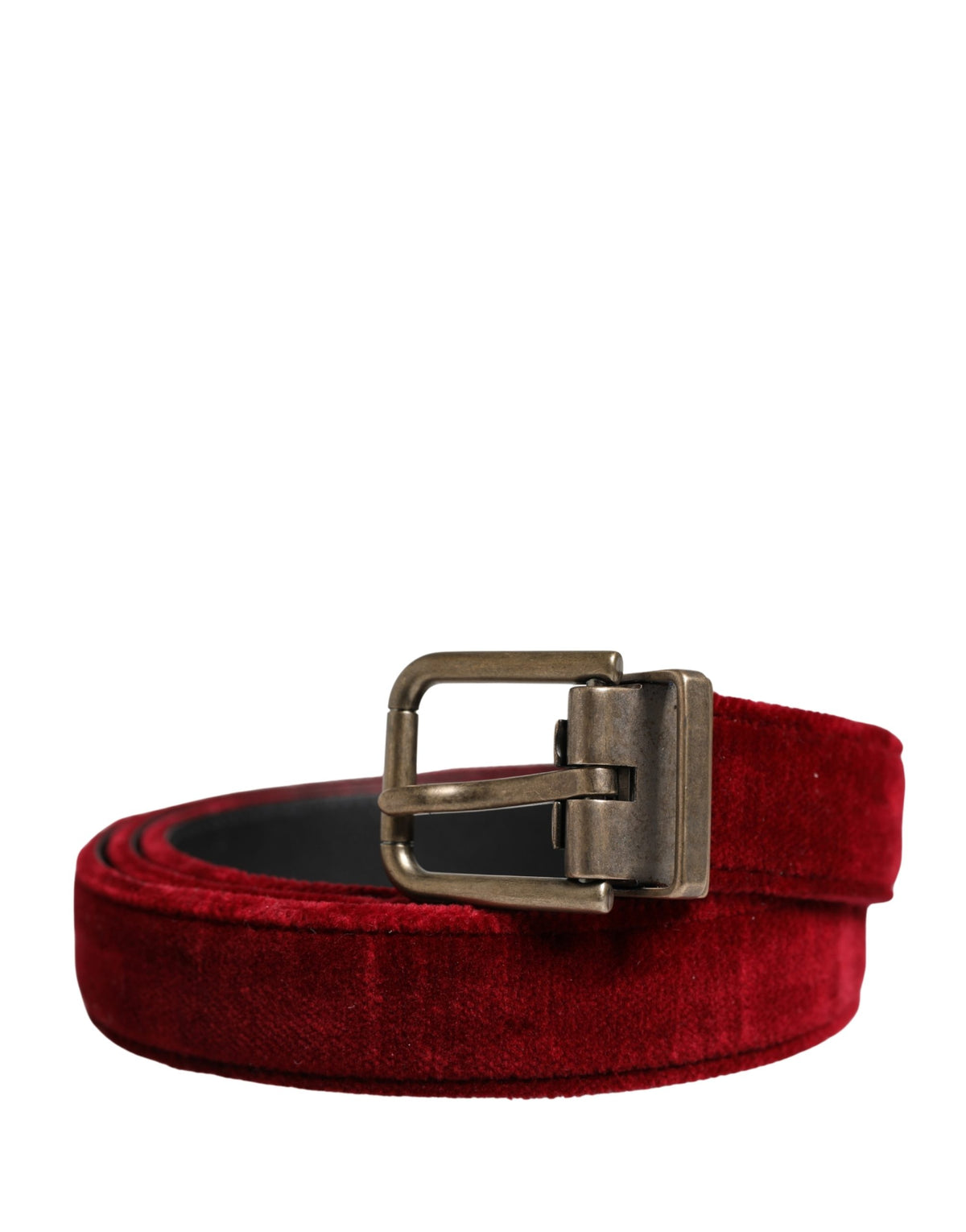 Dolce & Gabbana Calf Leather & Cotton Belt - Burgundy Silver