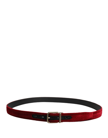 Dolce & Gabbana Calf Leather & Cotton Belt - Burgundy Silver