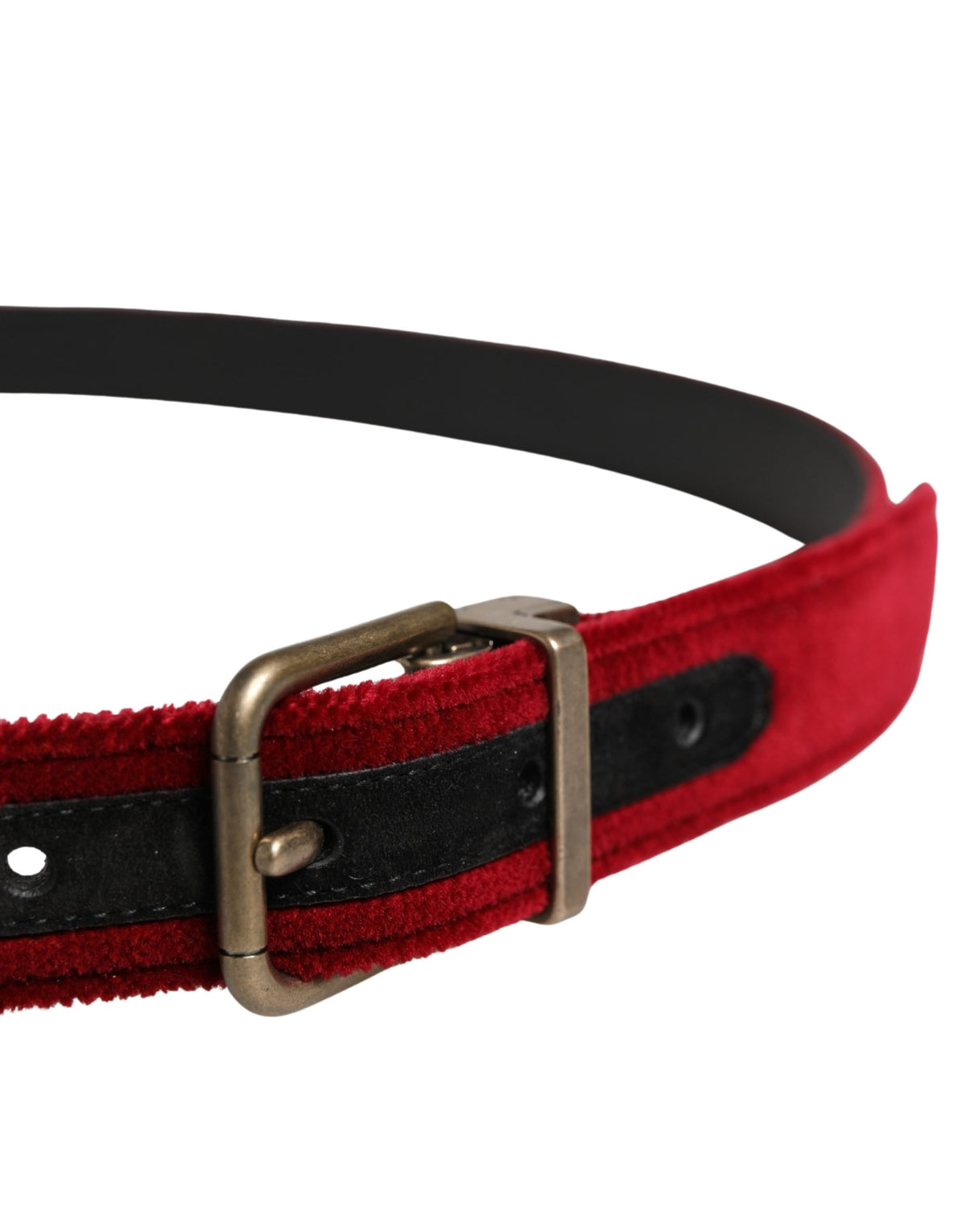 Dolce & Gabbana Calf Leather & Cotton Belt - Burgundy Silver