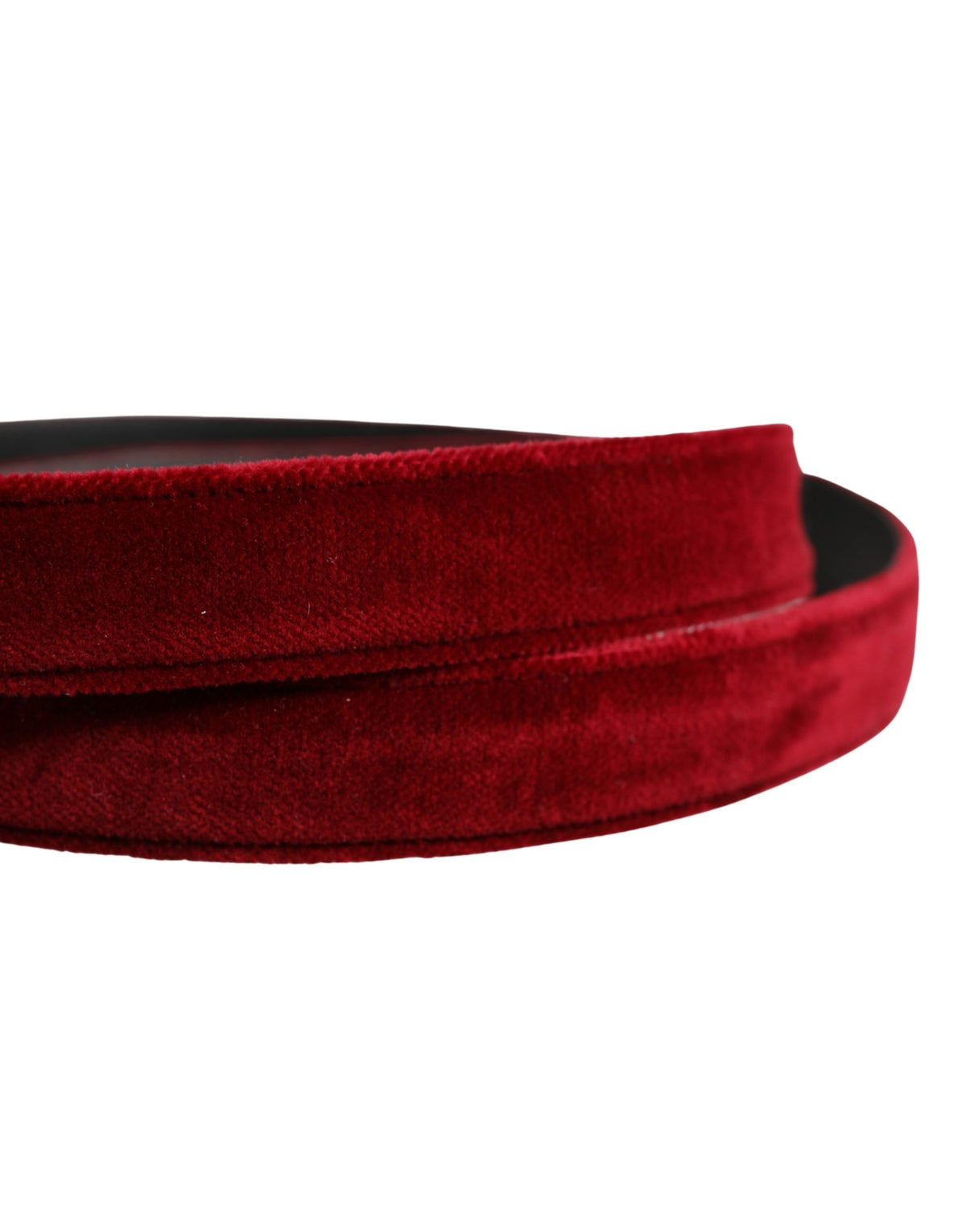 Dolce & Gabbana Calf Leather & Cotton Belt - Burgundy Silver