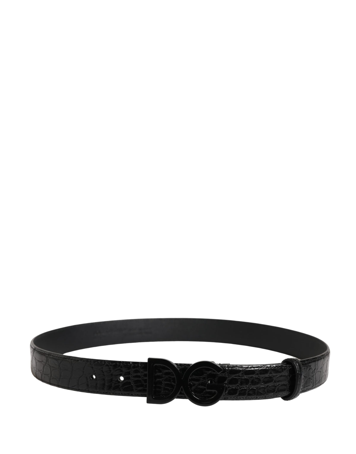 Dolce & Gabbana Caiman Calf & Exotic Leather Belt - Black