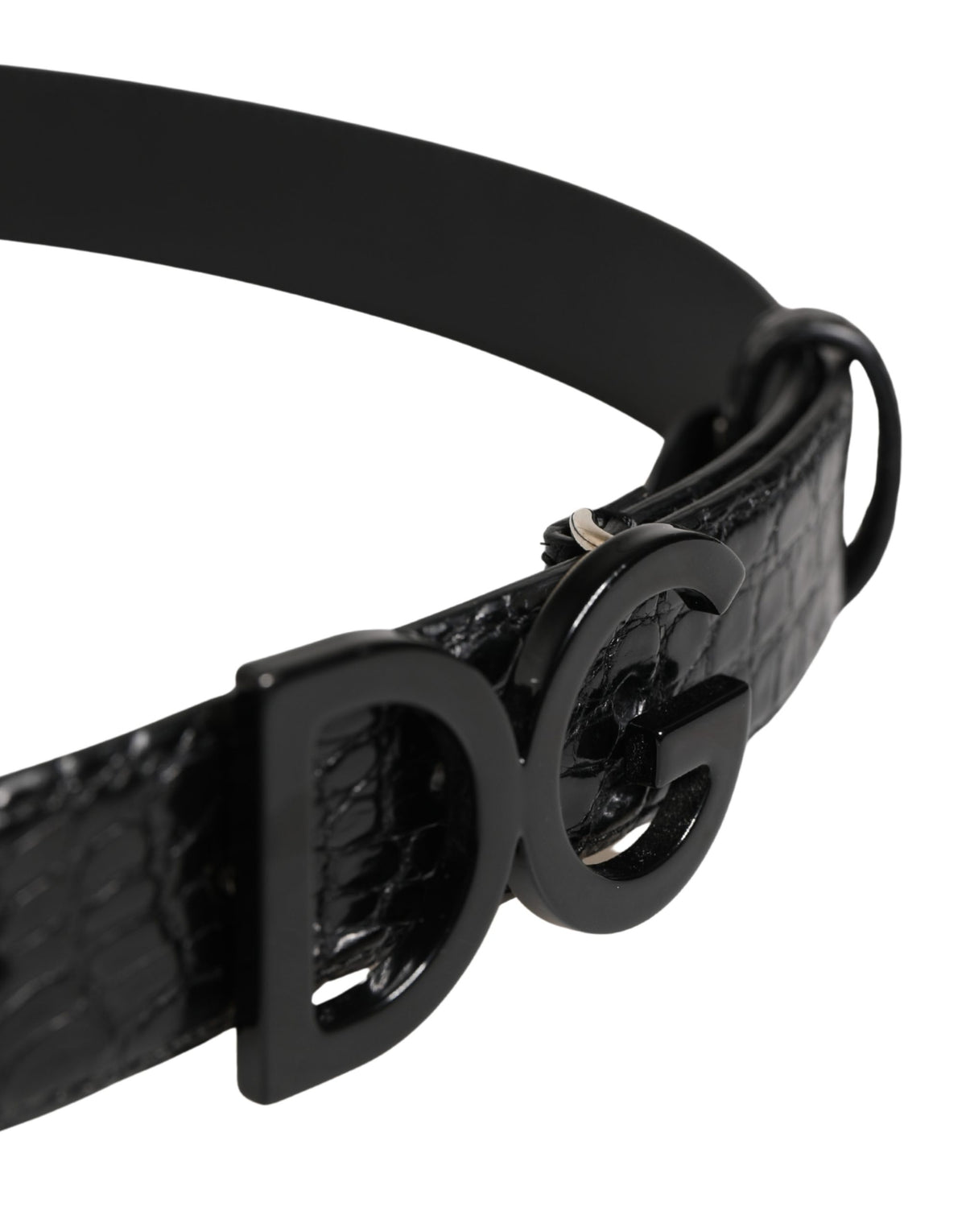 Dolce & Gabbana Caiman Calf & Exotic Leather Belt - Black