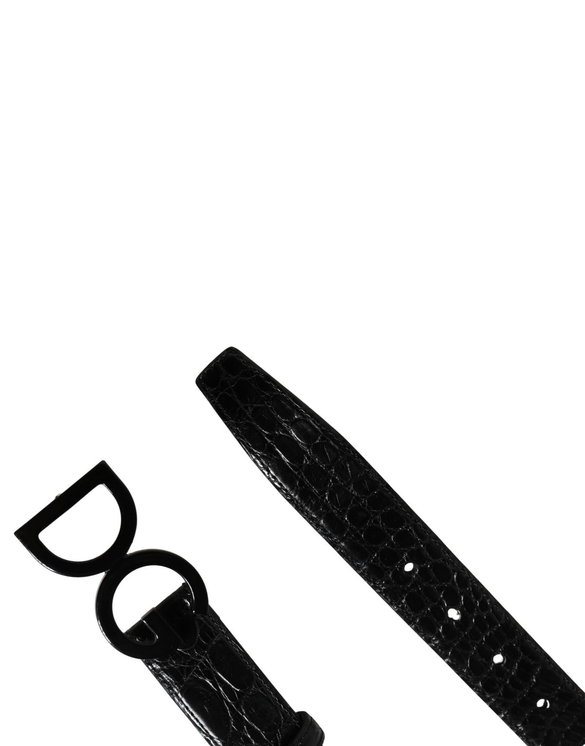 Dolce & Gabbana Caiman Calf & Exotic Leather Belt - Black