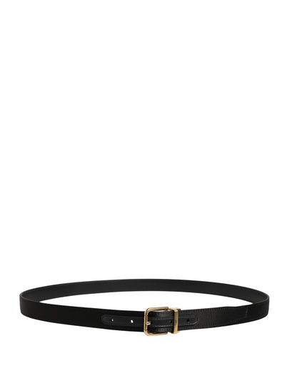 Dolce & Gabbana Silk Viscose & Calf Leather Belt - Black Gold