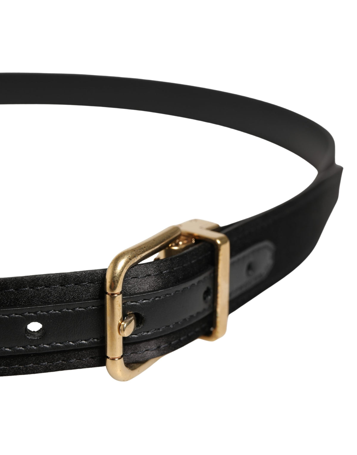 Dolce & Gabbana Silk Viscose & Calf Leather Belt - Black Gold
